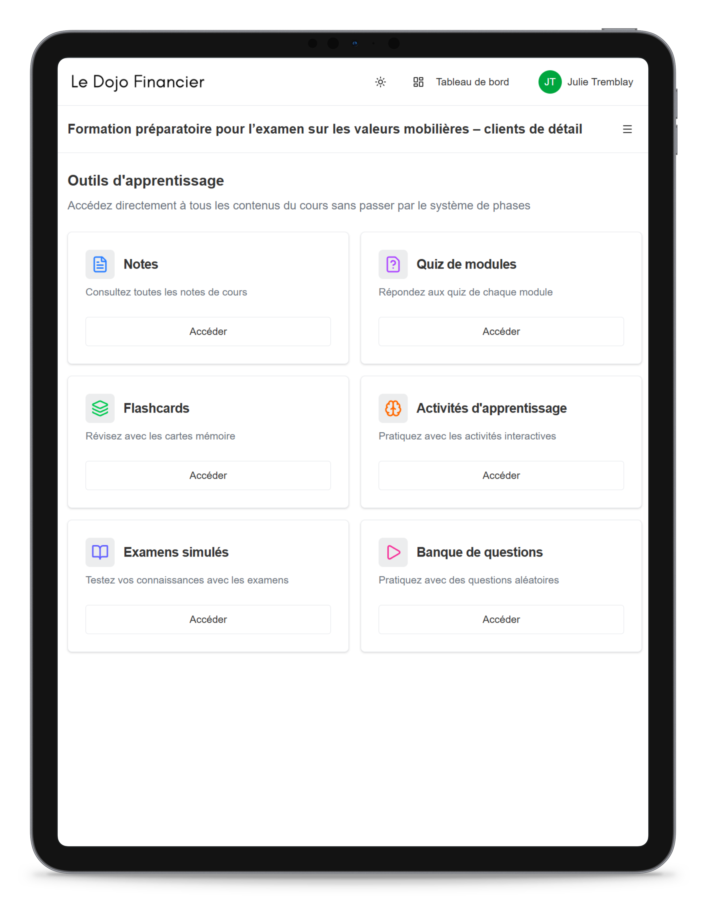 Formation préparatoire pour l’examen sur les valeurs mobilières – clients de détail - Capture d'écran